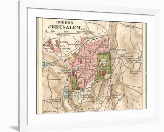 Map of Jerusalem (C. 1900), Maps-Encyclopaedia Britannica-Framed Art Print