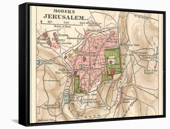 Map of Jerusalem (C. 1900), Maps-Encyclopaedia Britannica-Framed Stretched Canvas