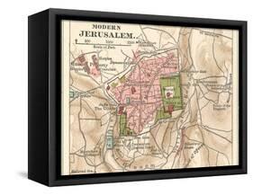 Map of Jerusalem (C. 1900), Maps-Encyclopaedia Britannica-Framed Stretched Canvas