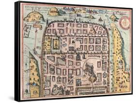 Map of Jerusalem from Civitates Orbis Terrarum-null-Framed Stretched Canvas