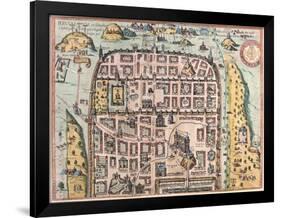 Map of Jerusalem from Civitates Orbis Terrarum-null-Framed Giclee Print