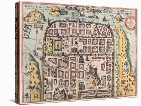 Map of Jerusalem from Civitates Orbis Terrarum-null-Stretched Canvas