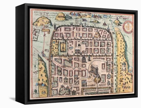 Map of Jerusalem from Civitates Orbis Terrarum-null-Framed Stretched Canvas