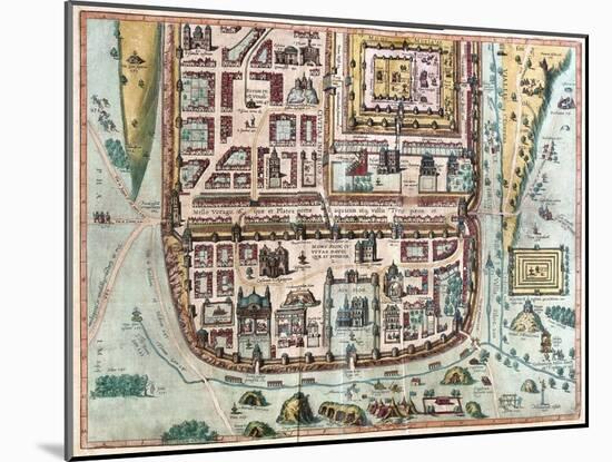 Map of Jerusalem from Civitates Orbis Terrarum-null-Mounted Giclee Print