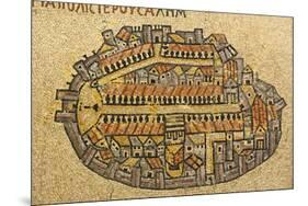 Map Of Jerusalem In Mosaic, Cardo, Jerusalem, Israel-paul prescott-Mounted Art Print