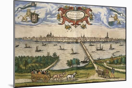 Map of Kampen, Netherlands, from Civitates Orbis Terrarum-null-Mounted Giclee Print