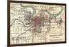 Map of Kansas City (C. 1900), Maps-Encyclopaedia Britannica-Framed Art Print