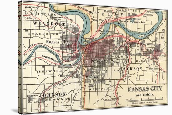 Map of Kansas City (C. 1900), Maps-Encyclopaedia Britannica-Stretched Canvas