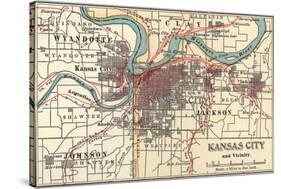 Map of Kansas City (C. 1900), Maps-Encyclopaedia Britannica-Stretched Canvas