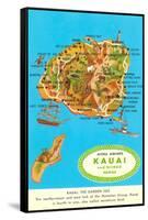 Map of Kauai, Hawaii-null-Framed Stretched Canvas