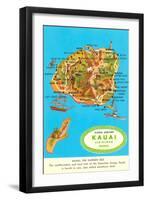 Map of Kauai, Hawaii-null-Framed Art Print