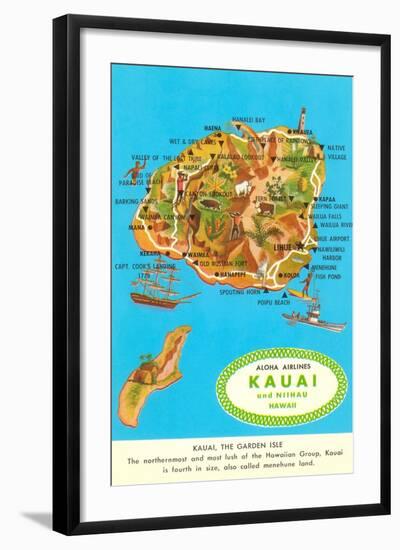 Map of Kauai, Hawaii-null-Framed Art Print