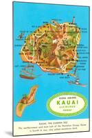 Map of Kauai, Hawaii-null-Mounted Art Print