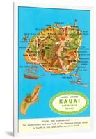 Map of Kauai, Hawaii-null-Framed Art Print