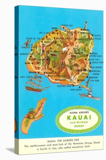 Map of Kauai, Hawaii-null-Stretched Canvas