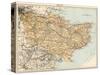 Map of Kent, England, 1870s-null-Stretched Canvas