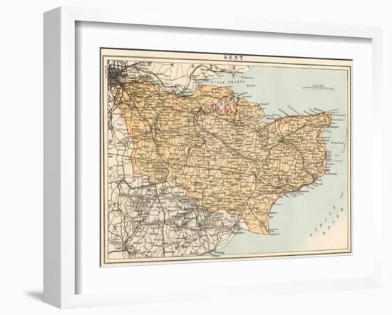 Map of Kent, England, 1870s-null-Framed Giclee Print