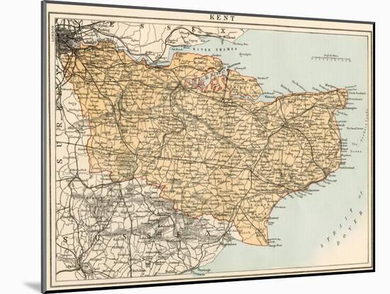 Map of Kent, England, 1870s-null-Mounted Giclee Print