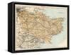 Map of Kent, England, 1870s-null-Framed Stretched Canvas