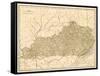 Map of Kentucky (Usa), circa 1870 - Lithography 19Th Century (Map of Kentucky in the 1870S - Printe-null-Framed Stretched Canvas