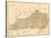 Map of Kentucky (Usa), circa 1870 - Lithography 19Th Century (Map of Kentucky in the 1870S - Printe-null-Stretched Canvas