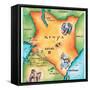 Map of Kenya-Jennifer Thermes-Framed Stretched Canvas