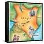 Map of Kenya-Jennifer Thermes-Framed Stretched Canvas