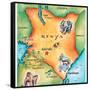 Map of Kenya-Jennifer Thermes-Framed Stretched Canvas