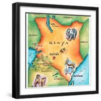 Map of Kenya-Jennifer Thermes-Framed Premium Photographic Print