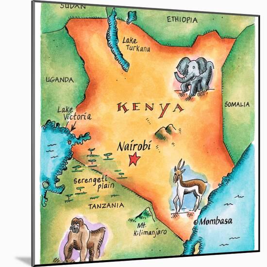 Map of Kenya-Jennifer Thermes-Mounted Photographic Print