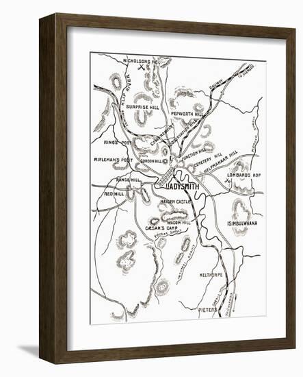 Map of Ladysmith and Surrounding Heights C.1900, from 'South Africa and the Transvaal War'-Louis Creswicke-Framed Giclee Print