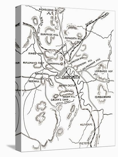 Map of Ladysmith and Surrounding Heights C.1900, from 'South Africa and the Transvaal War'-Louis Creswicke-Stretched Canvas