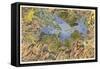 Map of Lake Arrowhead, California-null-Framed Stretched Canvas