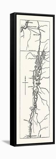 Map of Lake Champlain, USA, 1870s-null-Framed Stretched Canvas