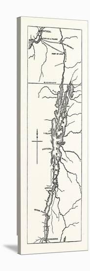 Map of Lake Champlain, USA, 1870s-null-Stretched Canvas