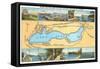 Map of Lake Geneva, Wisconsin-null-Framed Stretched Canvas