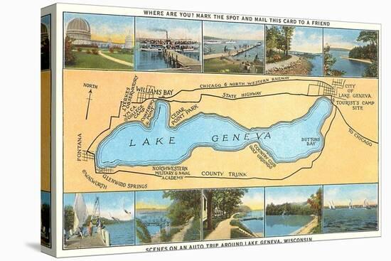 Map of Lake Geneva, Wisconsin-null-Stretched Canvas