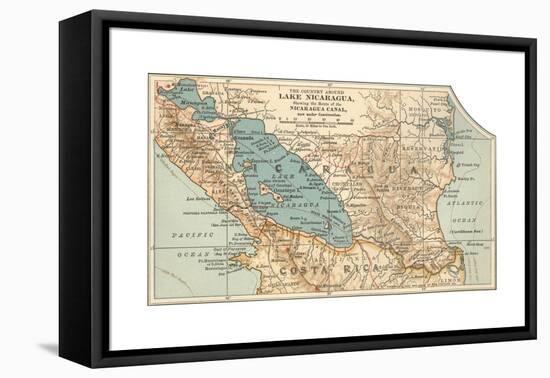 Map of Lake Nicaragua (C. 1900), Maps-Encyclopaedia Britannica-Framed Stretched Canvas