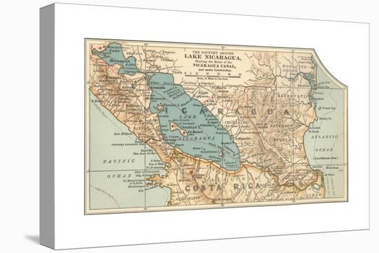 Map of Lake Nicaragua (C. 1900), Maps-Encyclopaedia Britannica-Stretched Canvas