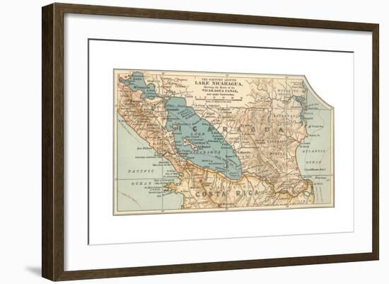 Map of Lake Nicaragua (C. 1900), Maps-Encyclopaedia Britannica-Framed Giclee Print