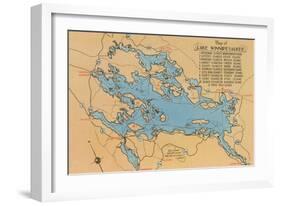 Map of Lake Winnipesaukee, New Hampshire-null-Framed Art Print