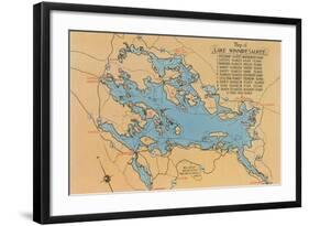 Map of Lake Winnipesaukee, New Hampshire-null-Framed Art Print