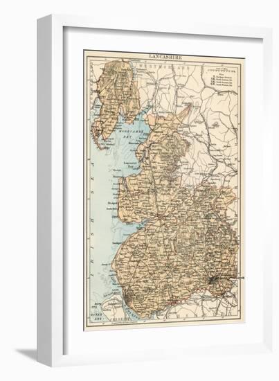 Map of Lancashire, England, 1870s-null-Framed Giclee Print