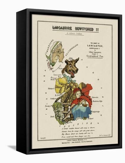 Map Of Lancashire Represented As Red Riding Hood, Her Grandmother and the Wolf.-Lilian Lancaster-Framed Stretched Canvas