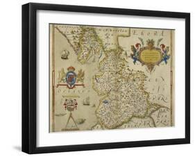 Map Of Lancashire-Christopher Saxton-Framed Giclee Print