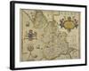 Map Of Lancashire-Christopher Saxton-Framed Giclee Print