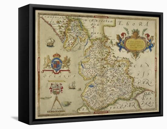 Map Of Lancashire-Christopher Saxton-Framed Stretched Canvas