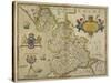 Map Of Lancashire-Christopher Saxton-Stretched Canvas