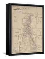 Map of Laos and the Mekong River Showing the Route of the Voyage of Henri Mouhot, Illustration…-French School-Framed Stretched Canvas