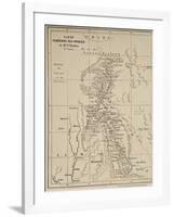 Map of Laos and the Mekong River Showing the Route of the Voyage of Henri Mouhot, Illustration…-French School-Framed Giclee Print